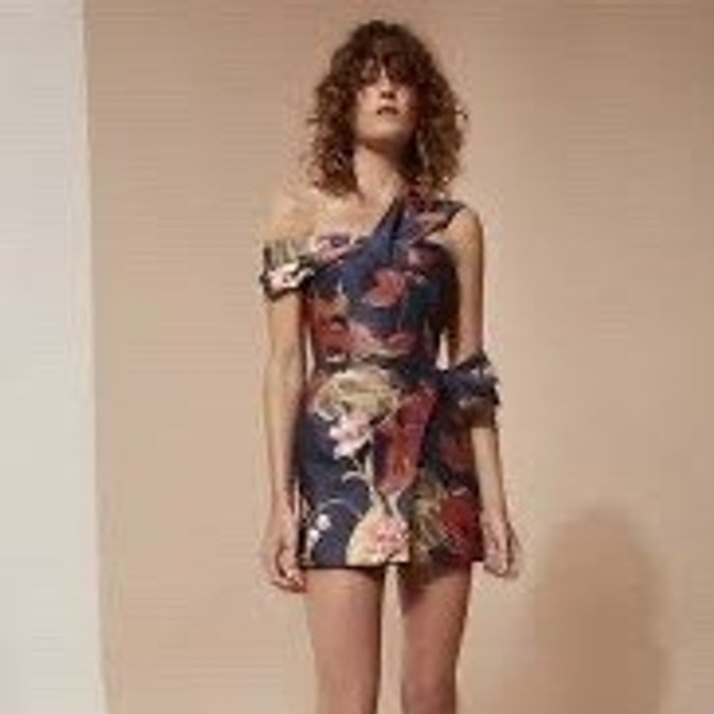 NWT C/MEO COLLECTIVE Need You Dress Navy Botanic Floral Mini Size XS